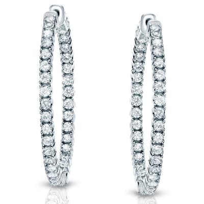 Auriya 14k Gold 3 carat TW Small to Large Diamond Hoop Earrings