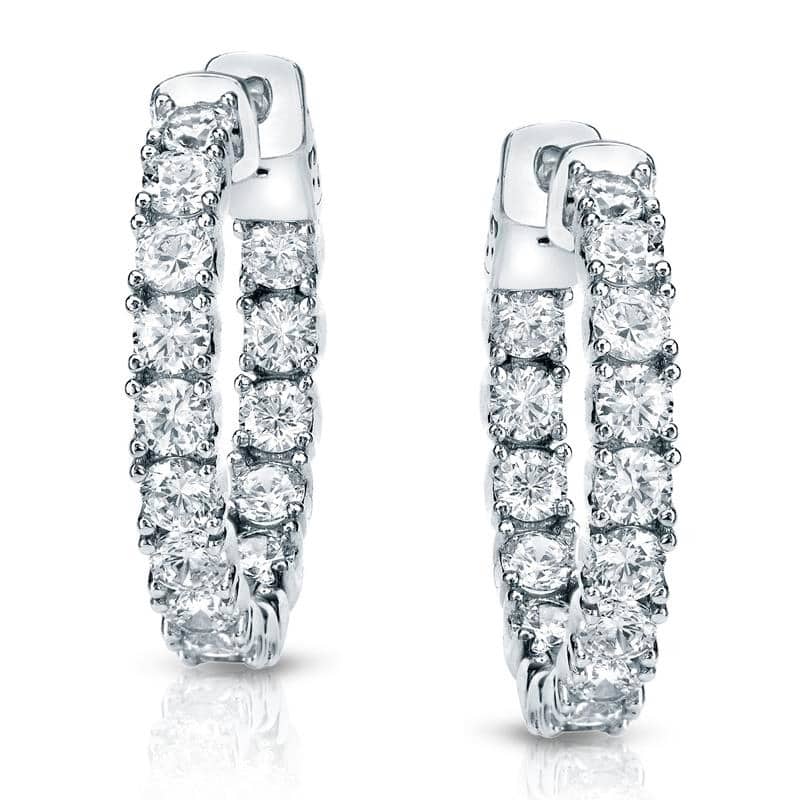 Auriya 14k Gold 3 carat TW Small to Large Diamond Hoop Earrings - Small (0.86-inch) - White Gold