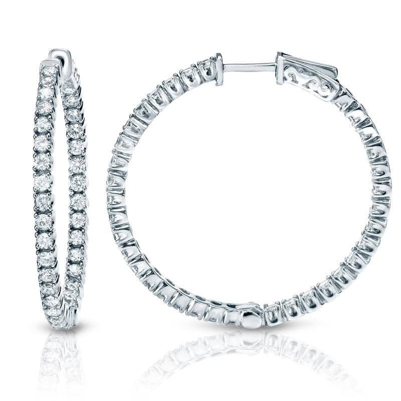 Auriya 14k Gold 3 carat TW Small to Large Diamond Hoop Earrings