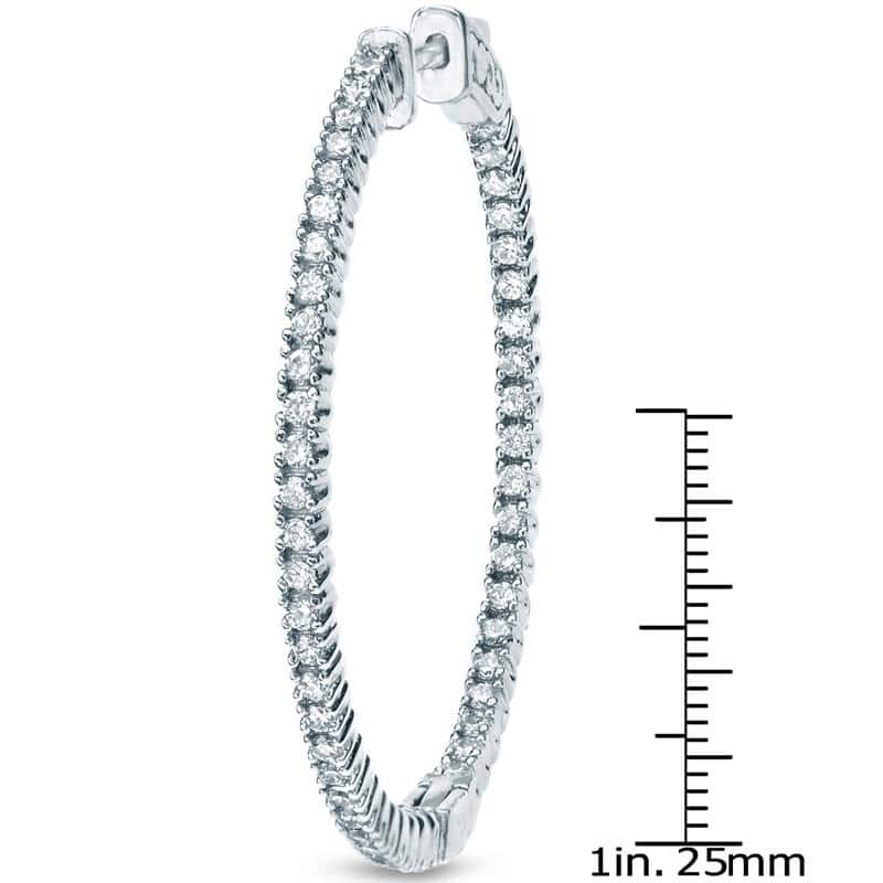 Auriya 14k Gold 3 carat TW Small to Large Diamond Hoop Earrings