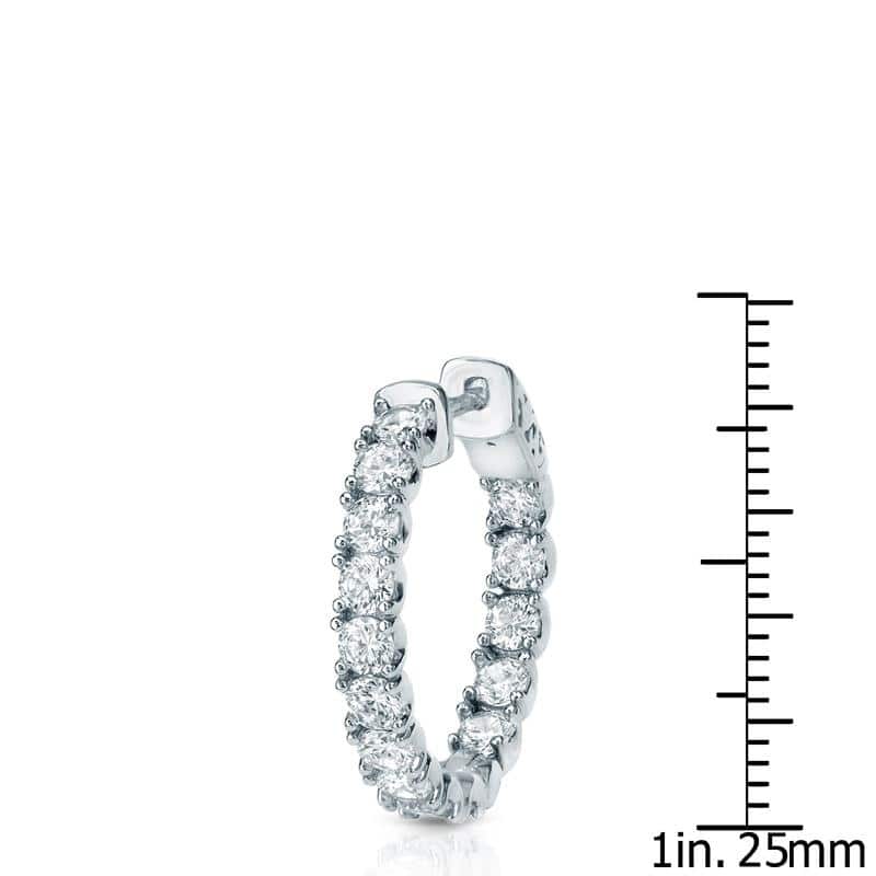 Auriya 14k Gold 3 carat TW Small to Large Diamond Hoop Earrings