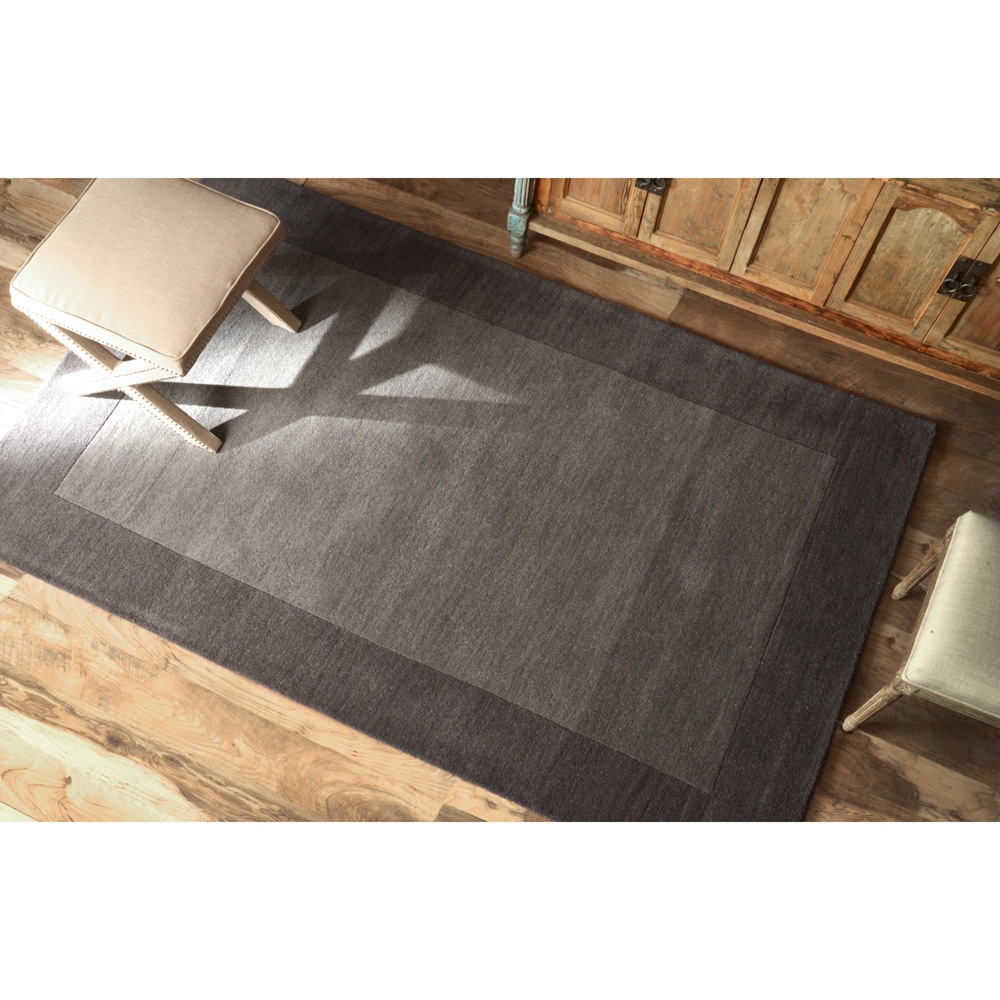 Nuloom Handmade Zen Solid Border Wool Rug (6 X 9)