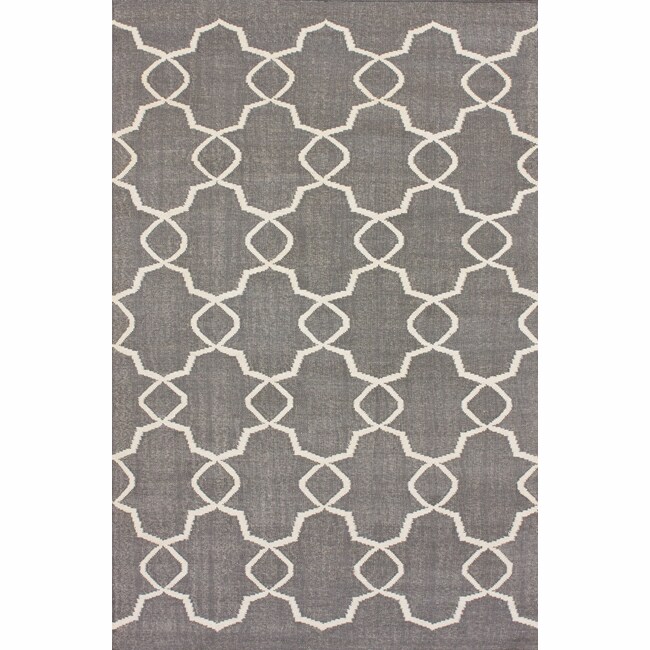 Shop nuLOOM Handmade Flatweave Marrakesh Trellis Gray Wool Area Rug (5