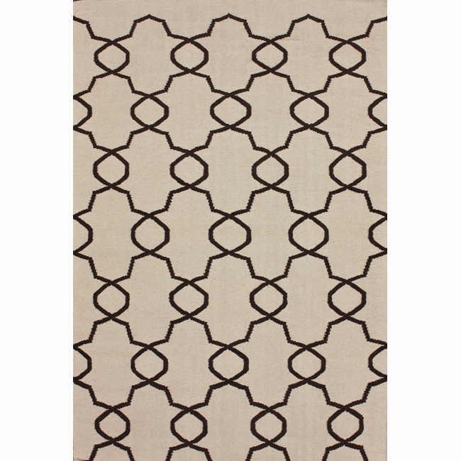 Nuloom Handmade Flatweave Marrakesh Trellis Natural Wool Rug (76 X 96)