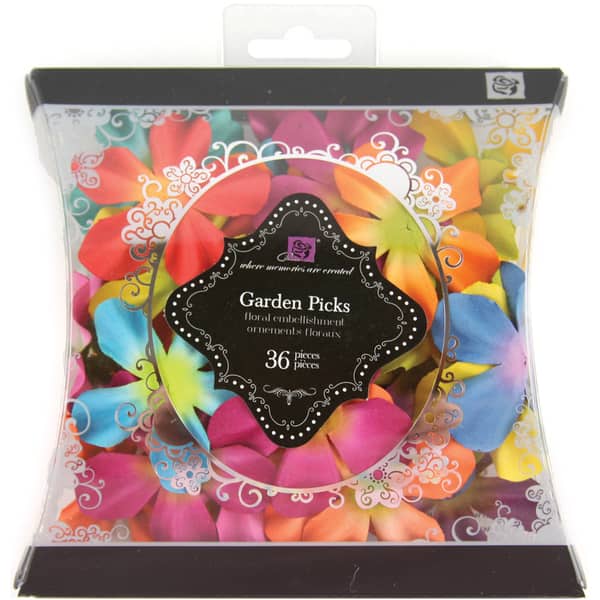 slide 1 of 1, Garden Picks Handmade Paper Embellishments-Small 2-Tone Flowers 36/Pkg