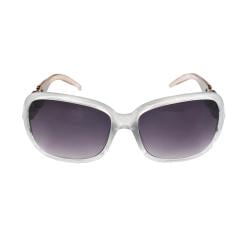 Square Fashion Sunglasses Silver Clear 2tone Frame Purple Black Lenses for Women Fashion Sunglasses