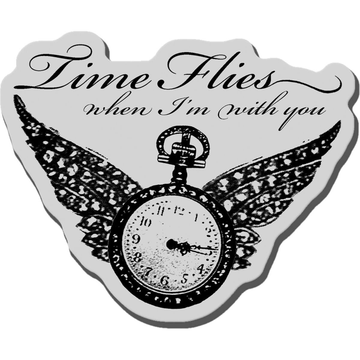 Stampendous Cling Rubber Stamp winged Timepiece