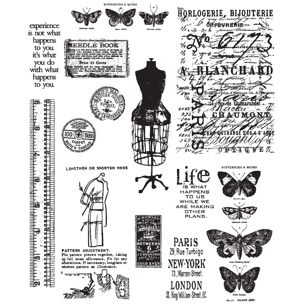 Tim Holtz Large Cling Rubber Stamp Set attic Treasures