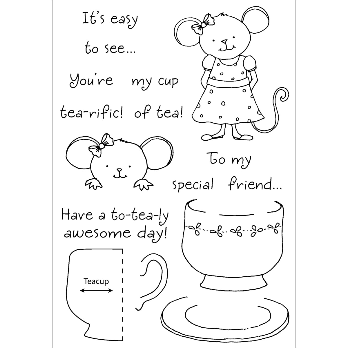 Honeypop Clear Stamp Set teacup Mouse