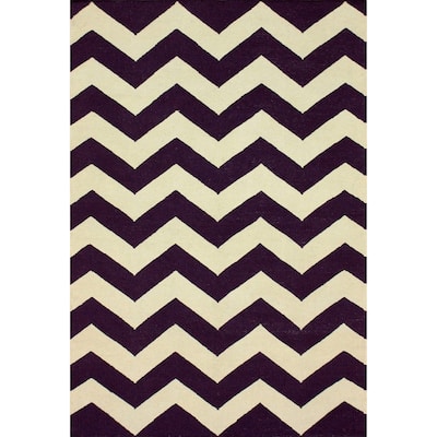 Brooklyn Rug Co Handmade Flatweave Chevron Wool Area Rug