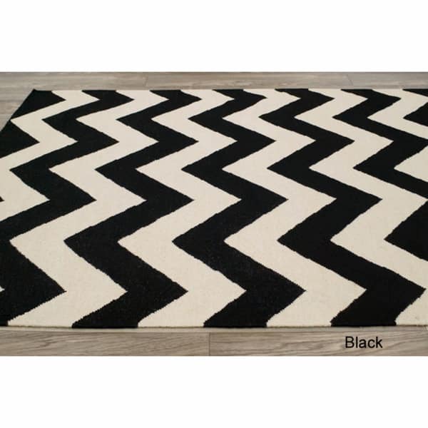 Brooklyn Rug Co Handmade Flatweave Chevron Wool Area Rug