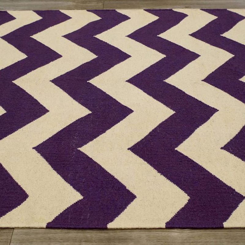 Brooklyn Rug Co Handmade Flatweave Chevron Wool Area Rug