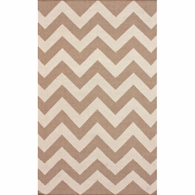 Shop nuLOOM Handmade Flatweave Chevron Natural Wool Rug (7'6 x 9'6) 7