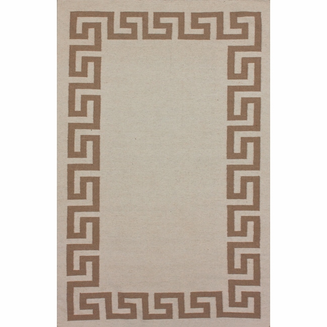 Nuloom Handmade Flatweave Greek Key Natural Wool Rug (76 X 96)