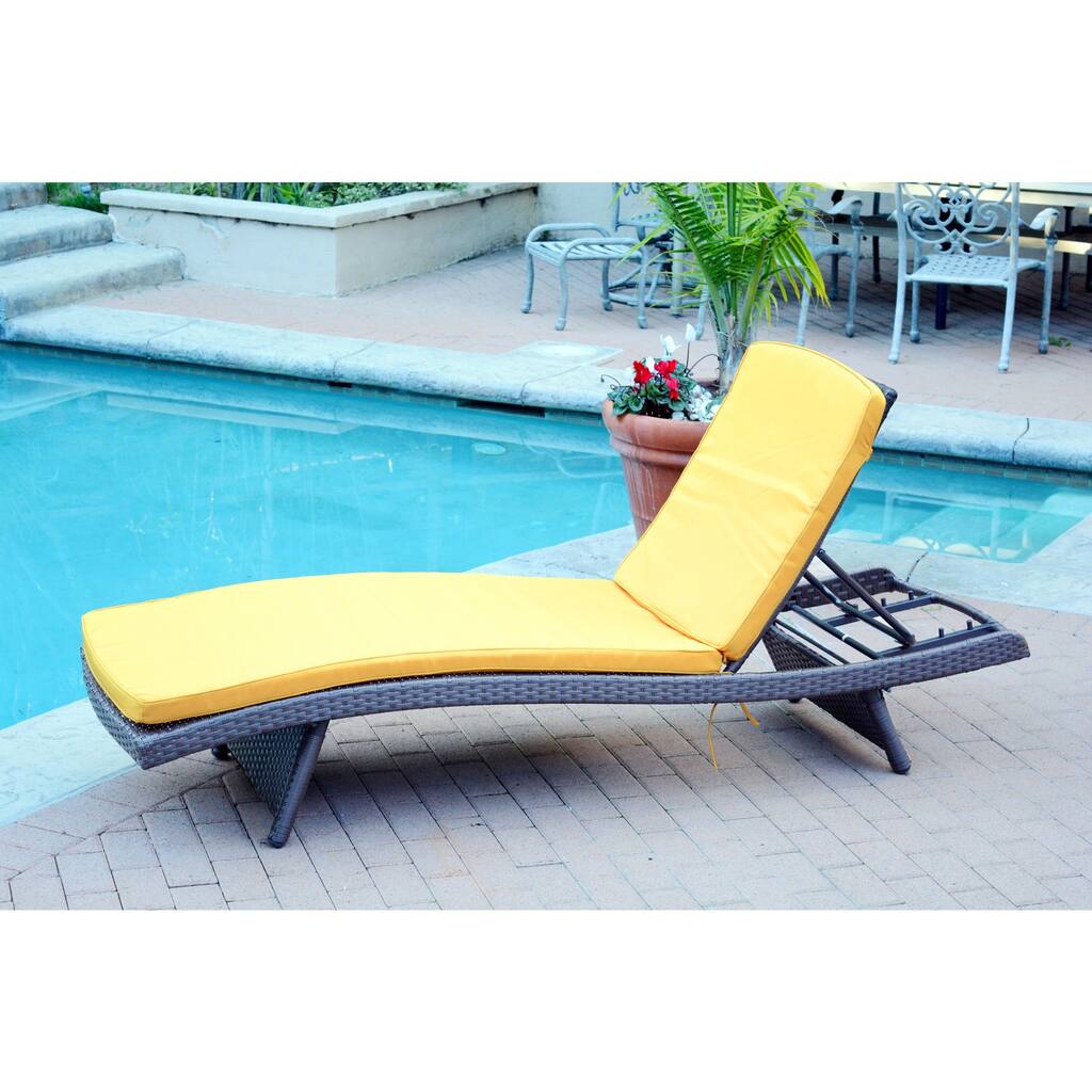 Wicker Adjustable Chaise Lounger with Cushions - Set of 4