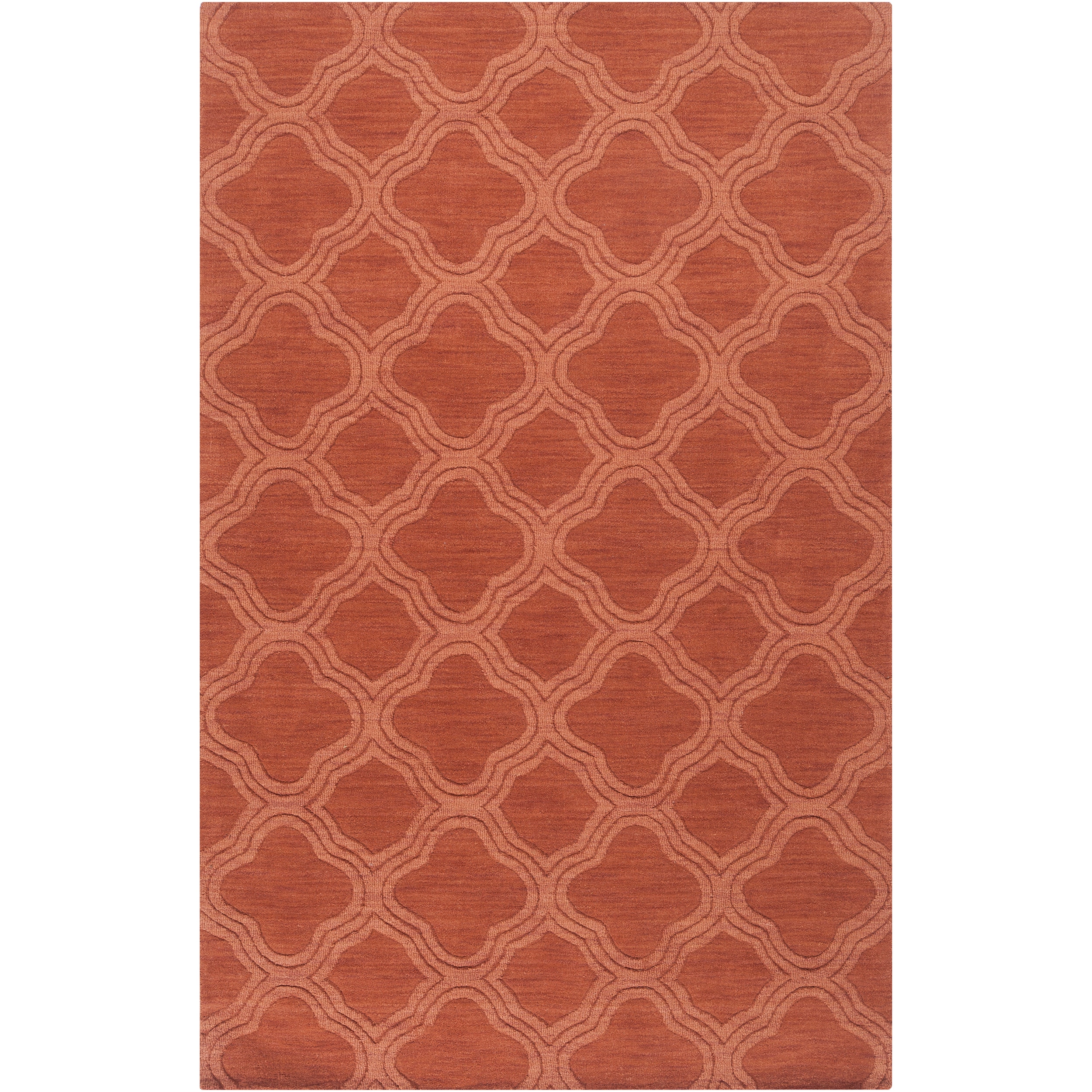 Hand-crafted Orange Lattice Mantra Wool Rug (8' x 11')