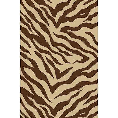 Well Woven Zebra Brown Non-skid Runner Rug - 1'8" x 4'11"