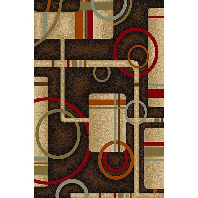 Metro Geometric Black Non skid Rug (33 X 53)