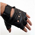 Defender W278 Black Large Heavy Duty Leather Fingerless Gloves