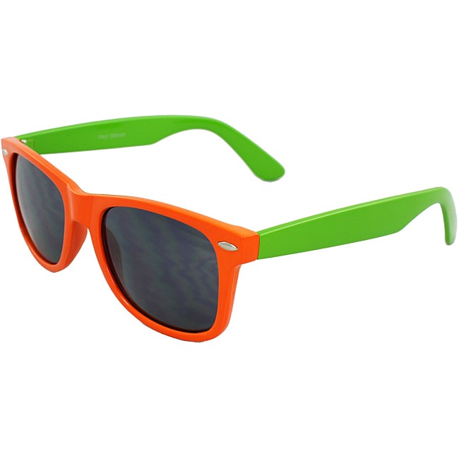 Unisex Green and Orange Color-block Sunglasses