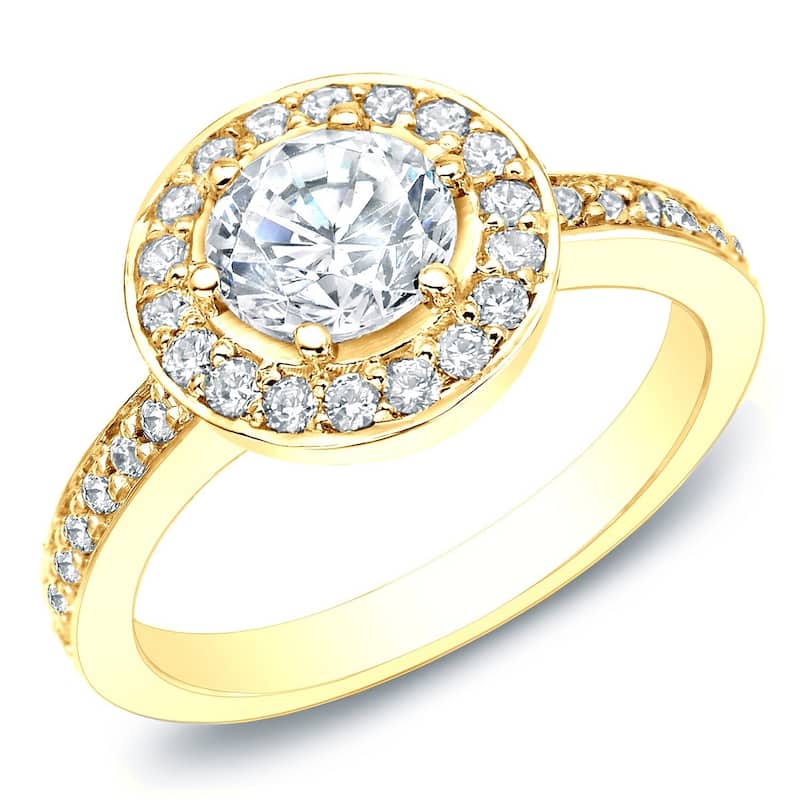 Auriya 14k Gold 2/5ctw Round Halo Diamond Engagement Ring (G-H, I1-I2) - Yellow - 4