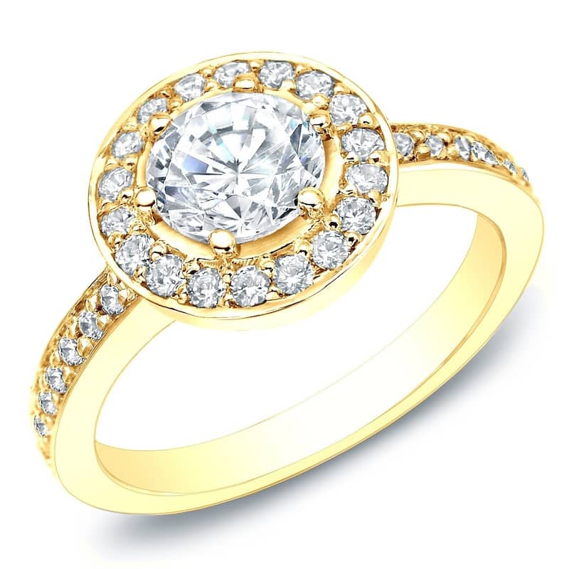 Auriya 14k Gold 2/5ctw Round Halo Diamond Engagement Ring (G-H, I1-I2) - Yellow - 10