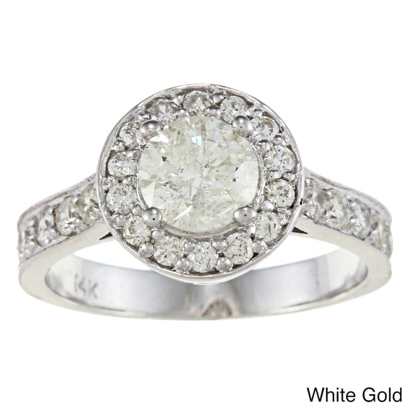Auriya 1 3/4ct TDW Round Diamond Halo Engagement Ring 14K Gold - White - 4
