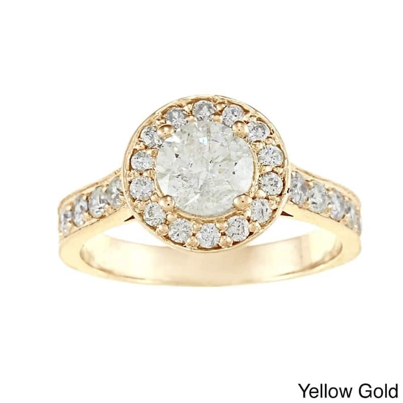 Auriya 1 3/4ct TDW Round Diamond Halo Engagement Ring 14K Gold - Yellow - 10