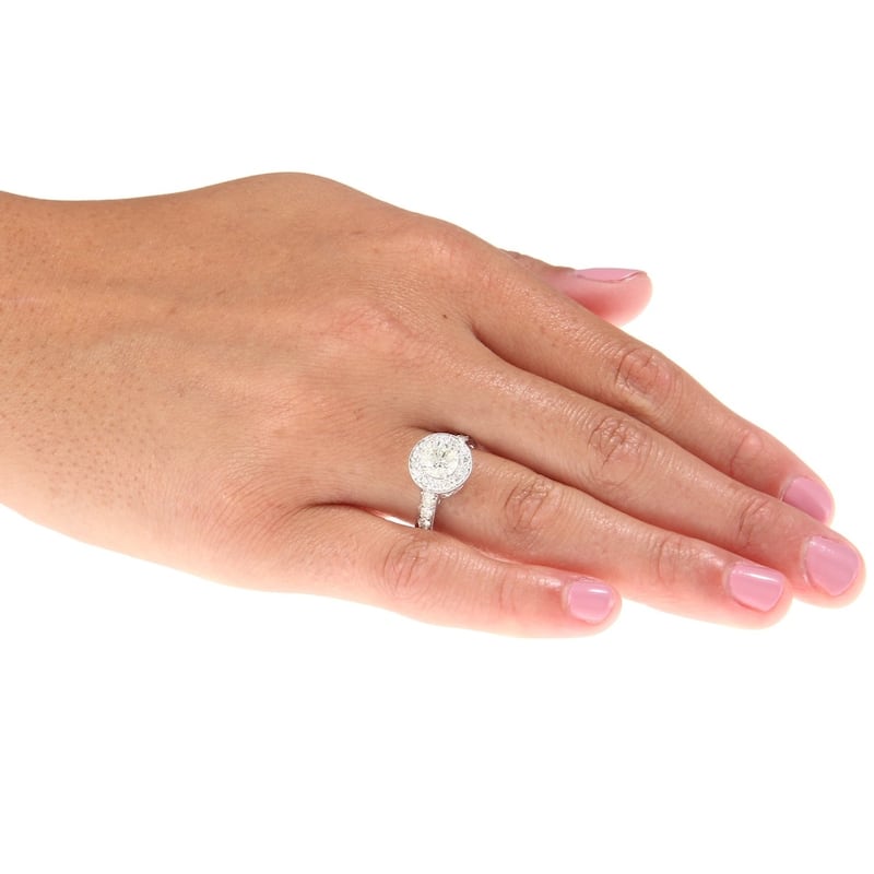 Auriya 1 3/4ct TDW Round Diamond Halo Engagement Ring 14K Gold
