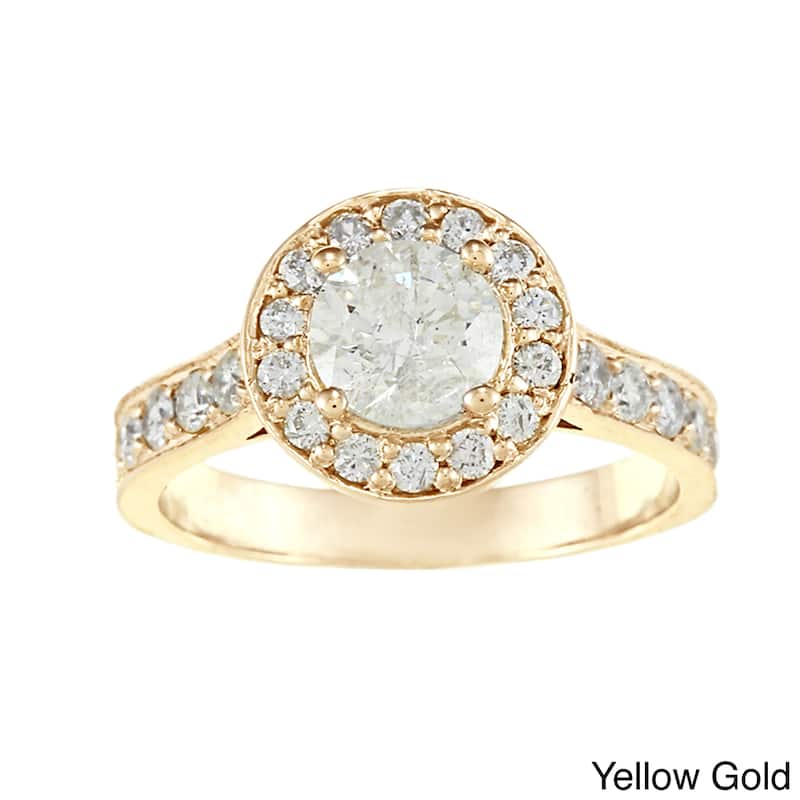 Auriya 1 3/4ct TDW Round Diamond Halo Engagement Ring 14K Gold - Yellow - 4