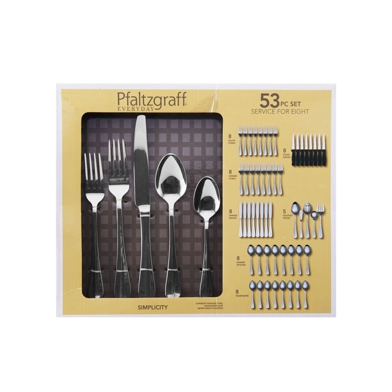 Simplicity 53 Piece Flatware Set, Service for 8 – Pfaltzgraff