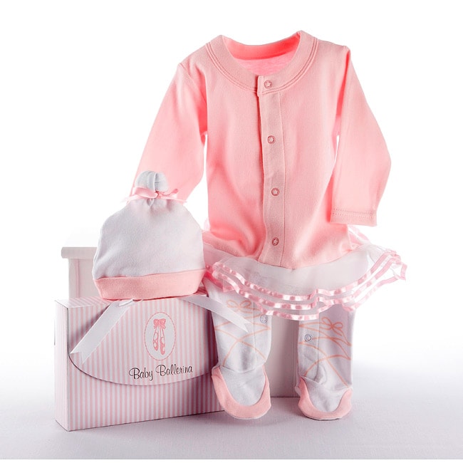 Baby Aspen Big Dreamzzz 2 piece Layette Set In Baby Ballerina (PinkIncludes One (1) hat, one (1) body suitPink and white striped gift box with a satin bowSize Newborn to 6 monthsCare instructions Machine washMaterials Cotton/organza Model number BA16