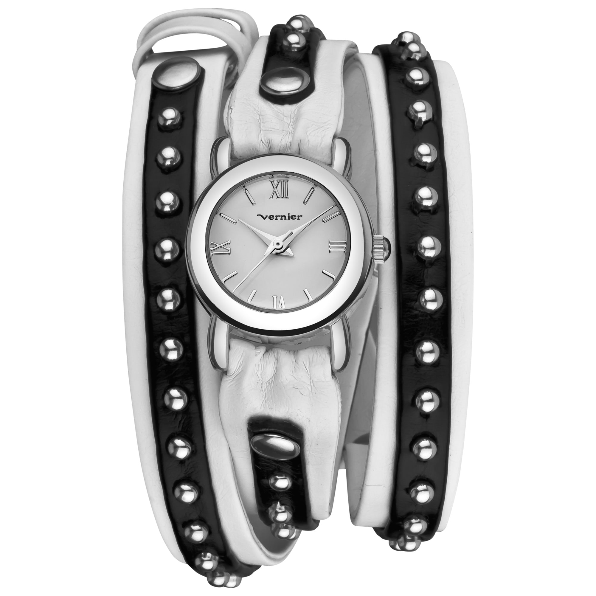 Vernier Women's Silver Tone Triple Wrap Black/ White Watch - 14275958 ...