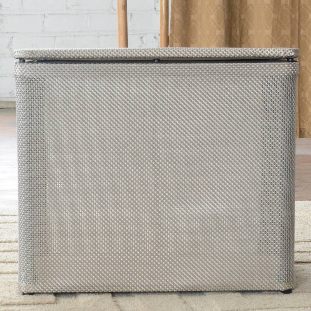 Basketweave Silver Bench Hamper 1530