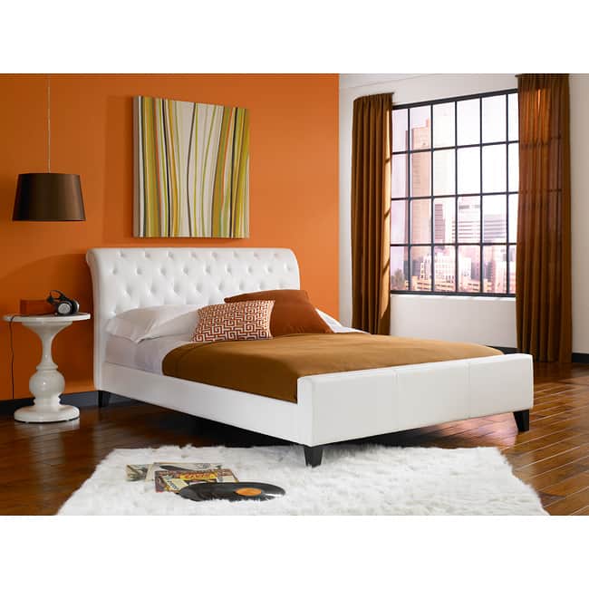 Omnia king size Synthetic Leather tufted Sleigh bed