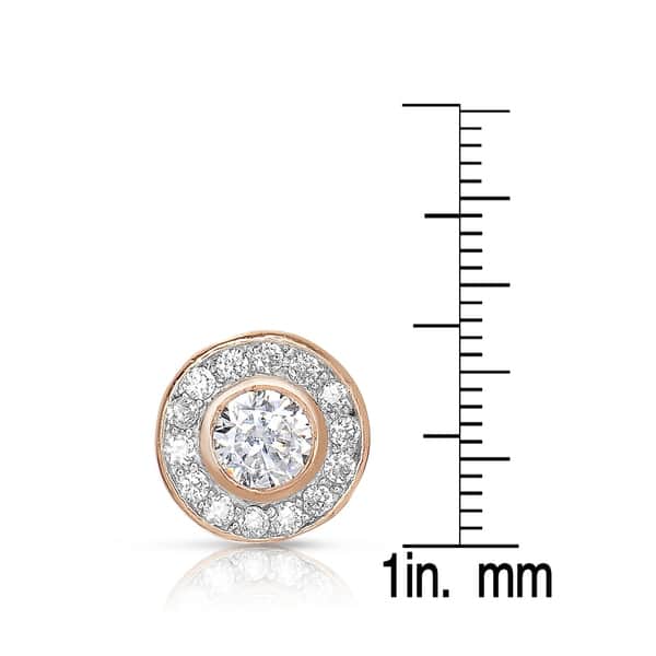 dimension image slide 0 of 4, Collette Z Sterling Silver Round Cubic Zirconia Halo Stud Earrings