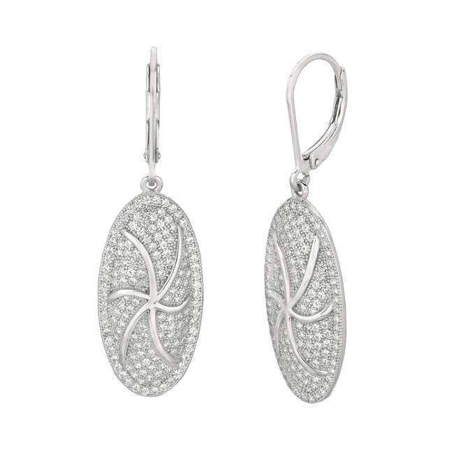 Sterling Silver Clear Cubic Zirconia Oval shaped Earrings