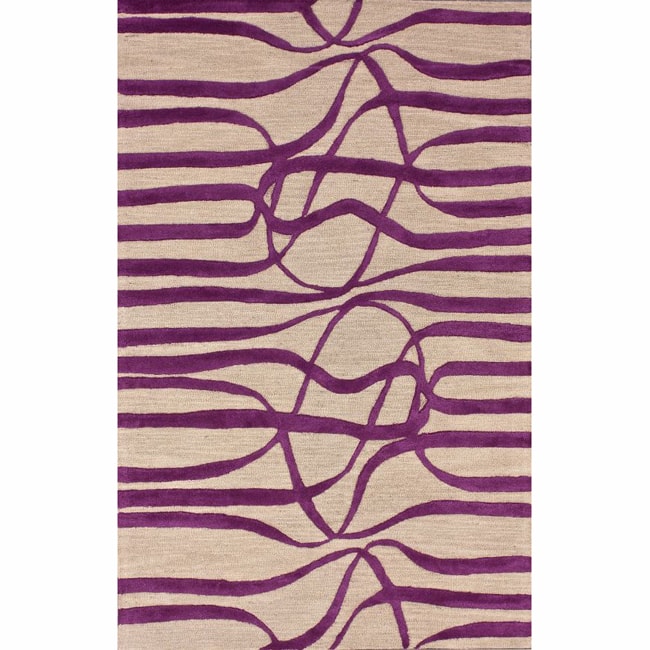 Nuloom Handmade Curves Purple Wool/ Faux Silk Rug (7'6 x 9'6) - 7'6" x 9'6"