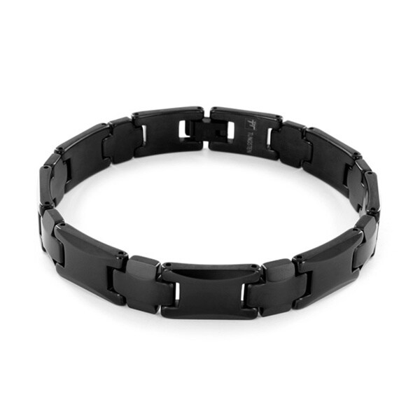 Blackplated Tungsten Beveled Edge Link Bracelet Free Shipping Today
