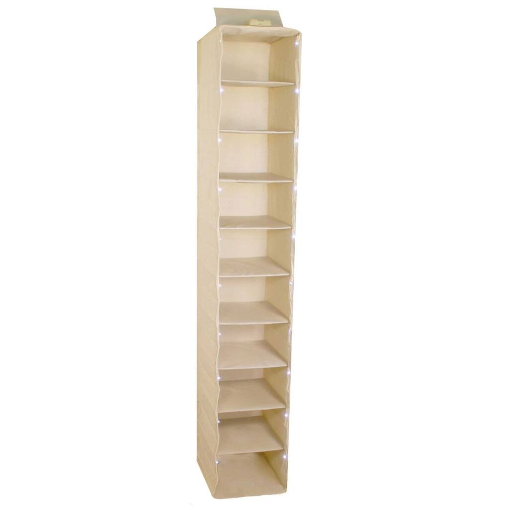 Trademark 10-Inch Collapsible Lighted Closet Organizer 10-Shelf Unit