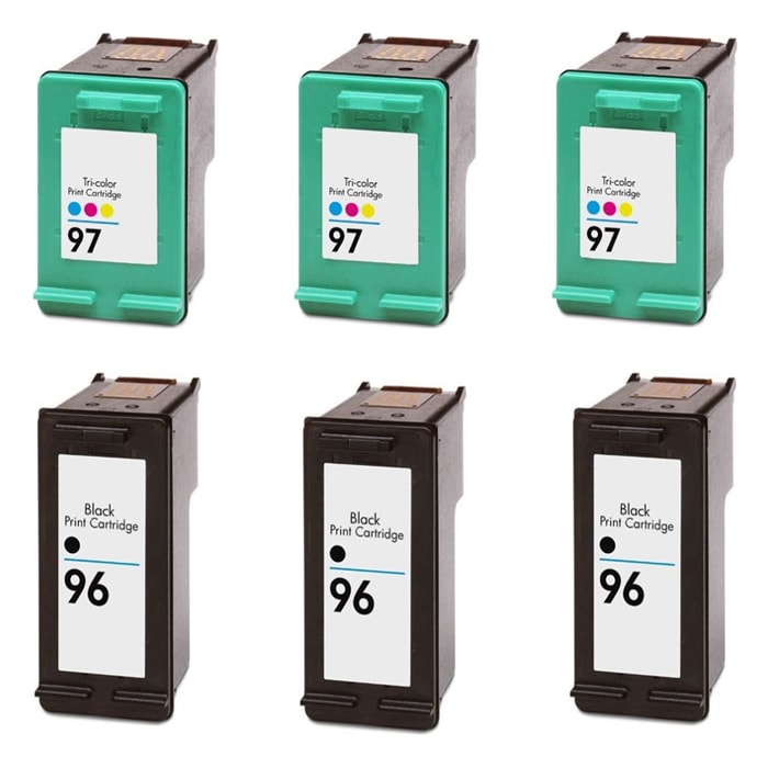 Hewlett Packard HP 96/97 Black and Color Ink Cartridge (Pack of 6) (Remanufactured)