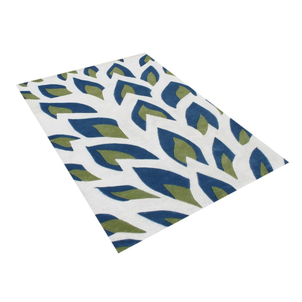 Handmade Flame Inspiration Twilight Blue Wool Rug - 4' x 6'