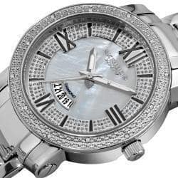 Akribos XXIV Women's Sparkling Diamond Silver-Tone Bracelet Watch