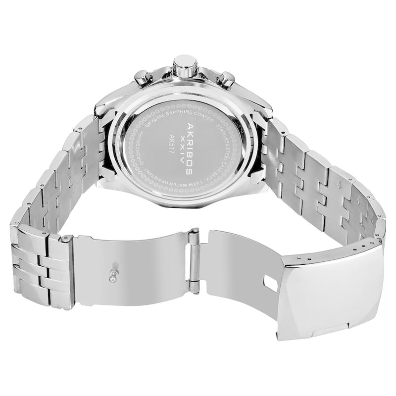 Akribos XXIV Men's Large Chronograph Black Bracelet Watch