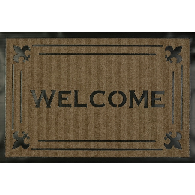 Welcome Fleur Tan Carved Mat (18 X 28)