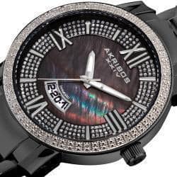 Akribos XXIV Men's Sparkling Diamond Black Bracelet Watch