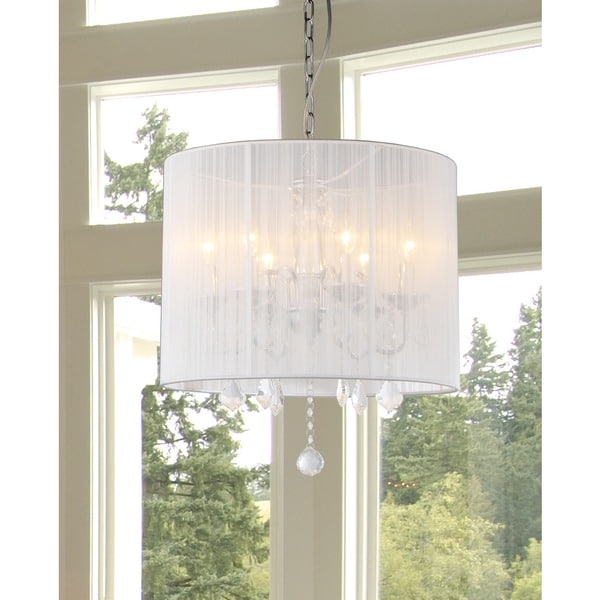 Indoor 4 light Chrome/ Crystal/ Metal Bubble Shade Chandelier