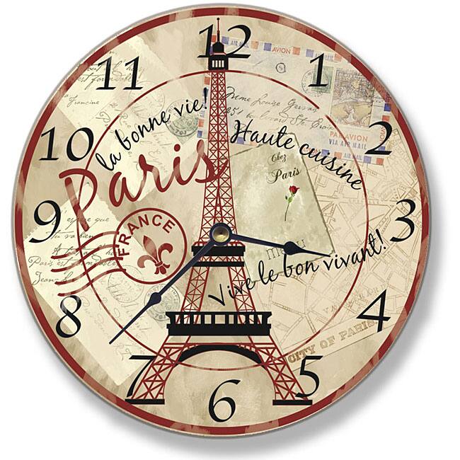 Paris Eiffel Tower Wall Clock - 12 x 12