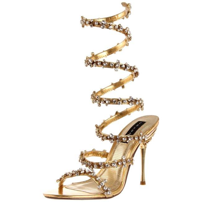 Celeste Women's 'Nani-01' Gold Spiral Heels - 14278492 - Overstock.com ...