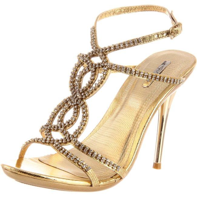 Celeste Women's 'Ocean-11' Gold Rhinestone Heels - 14278495 - Overstock ...